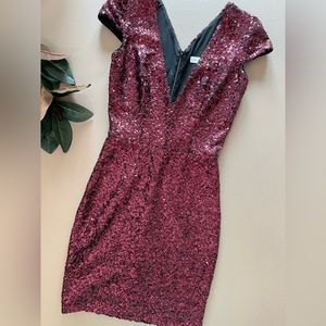 Dress the Population Red Sequin Cocktail Dress